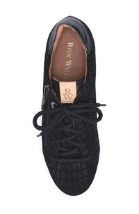 Ron White Women's Otanya Croc Embossed Suede Sneaker in onyx - women's sneaker - alternate view
