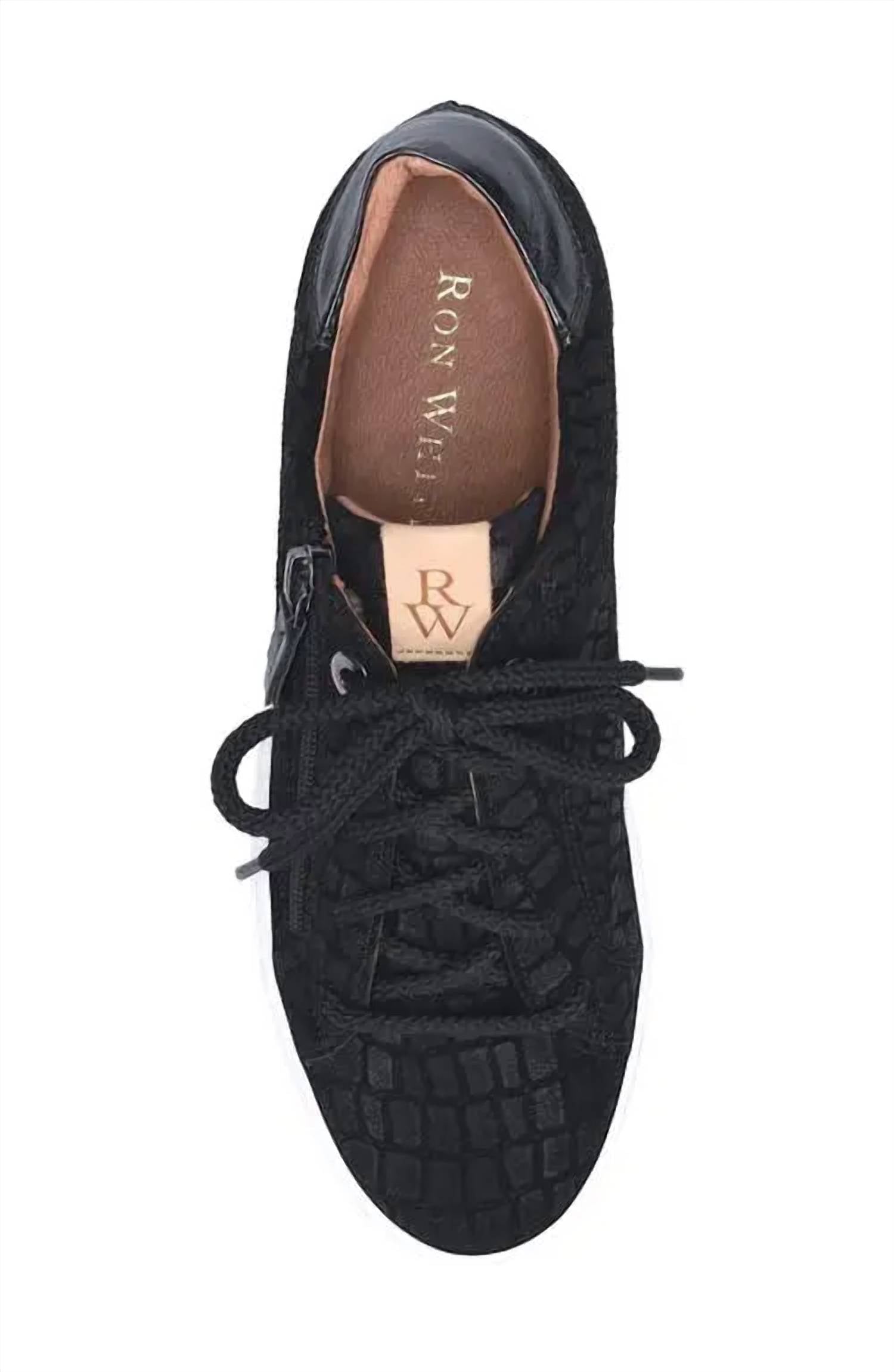 Ron White Women's Otanya Croc Embossed Suede Sneaker in onyx - women's sneaker - alternate view