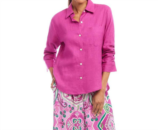 Karen Kane - Linen Ruched Sleeve Shirt