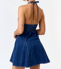 Blue Blush Life's A Picnic Denim Mini Dress in blue - women's dress - alternate view