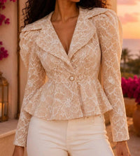 Surelymine - Monarch Lace Peplum Blazer