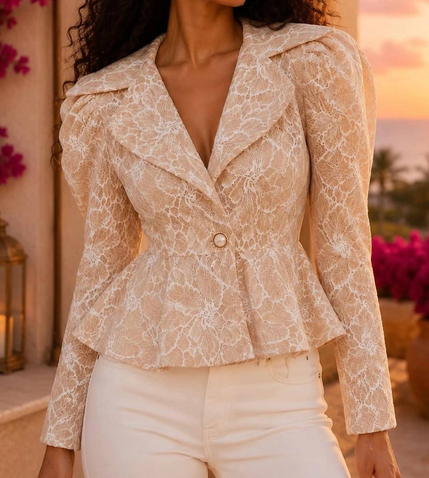Surelymine - Monarch Lace Peplum Blazer