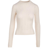 Naadam - Women's Wool Cashmere Mixed Pointelle Fitted Crew Top