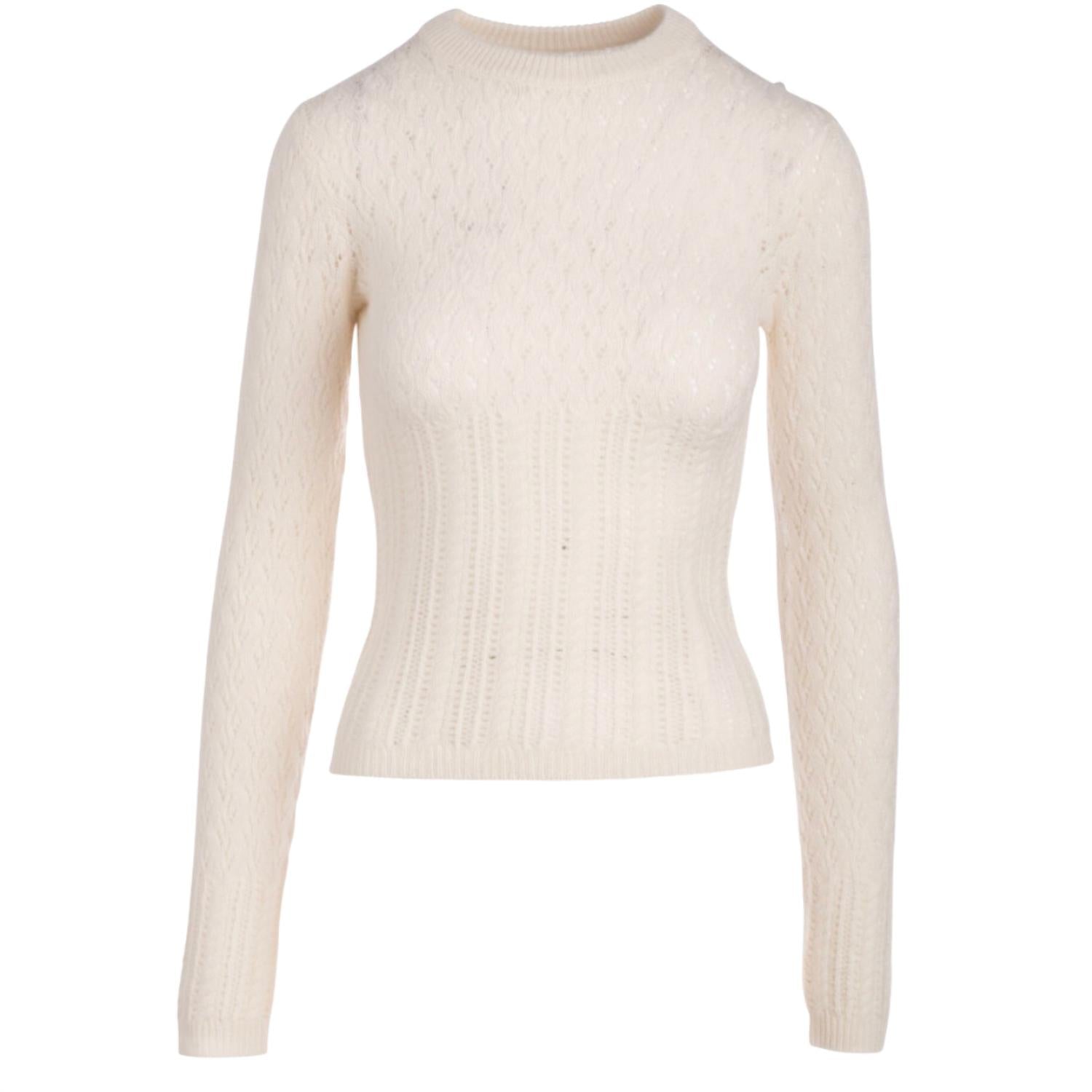 Naadam - Women's Wool Cashmere Mixed Pointelle Fitted Crew Top