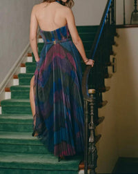 Hutch - Liona Pleated Tulle Halter Fitted Gown