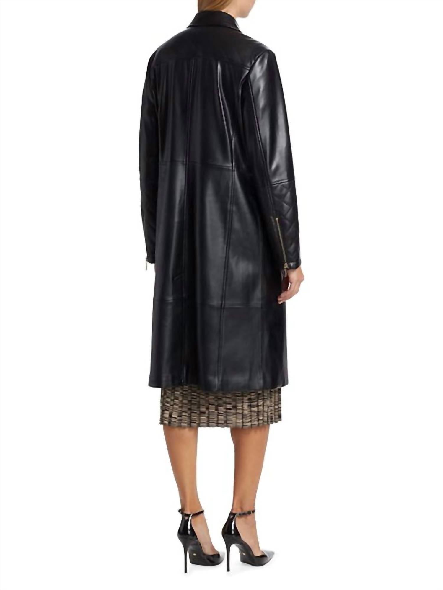 Elie Tahari - Dina Faux Leather Trench Coat