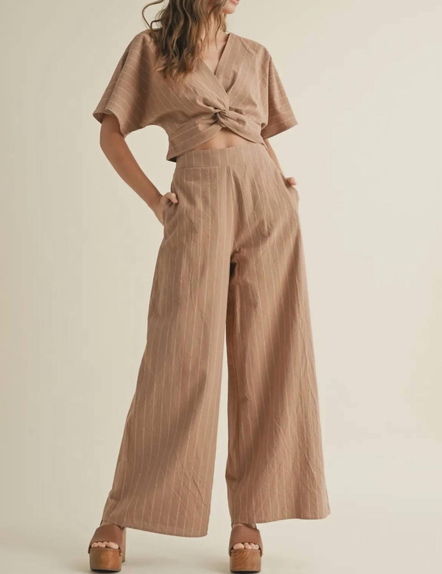 Miou Muse - stripe pattern pants with elastic waist