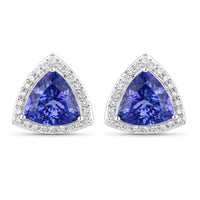 Diana M Jewels Women's Trillion Natural Tanzanite Stud Earrings (4.62 Ct) - Statement in 14k white gold - women's jewelry