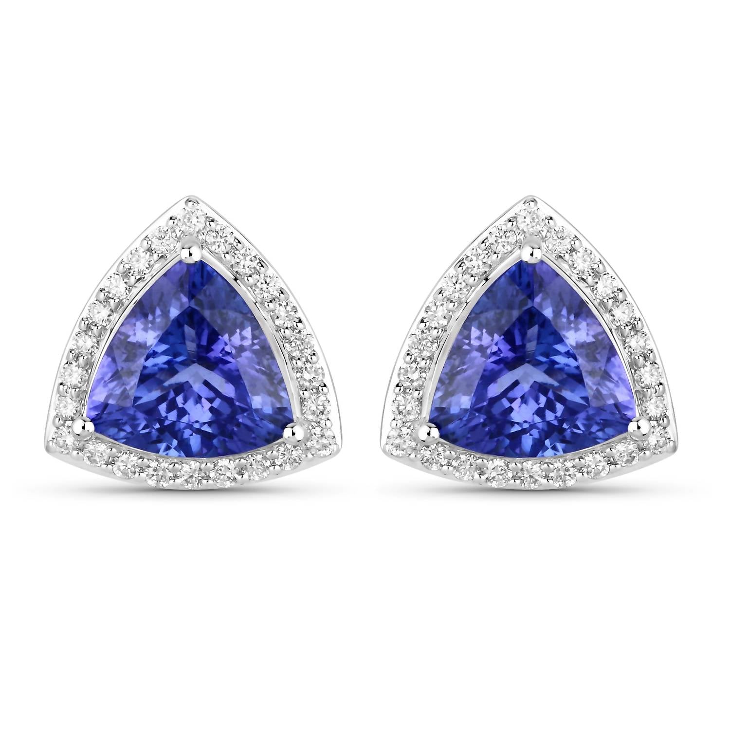 Diana M Jewels Women's Trillion Natural Tanzanite Stud Earrings (4.62 Ct) - Statement in 14k white gold - women's jewelry