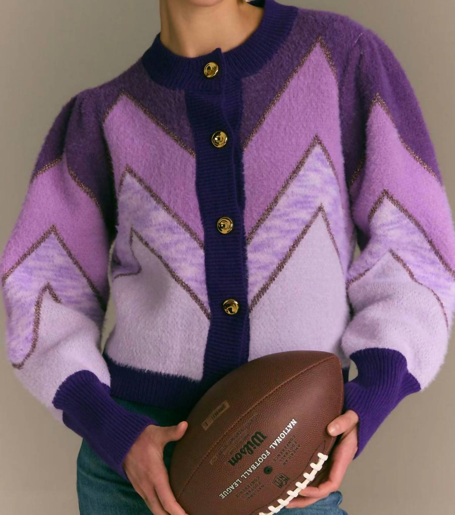 Allison New York - Fuzzy Chevron Cardigan