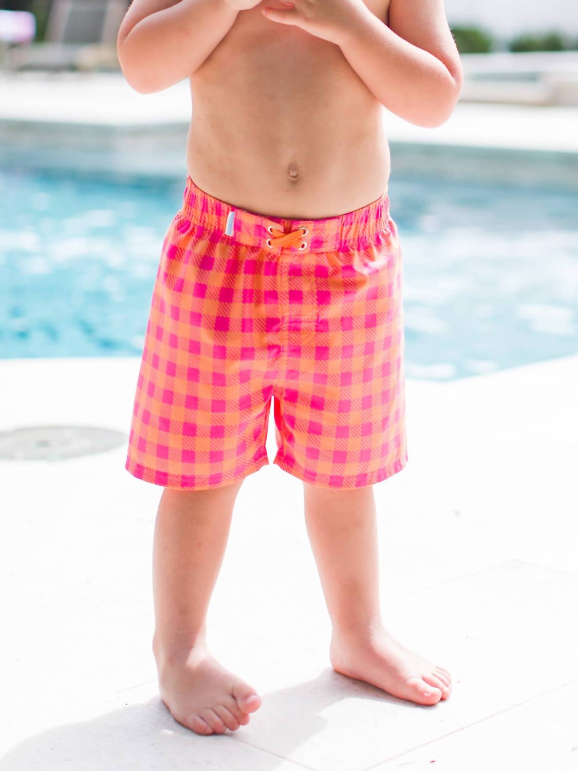 Rufflebutts - Boys' Gingham Swim Trunks Swimsuit