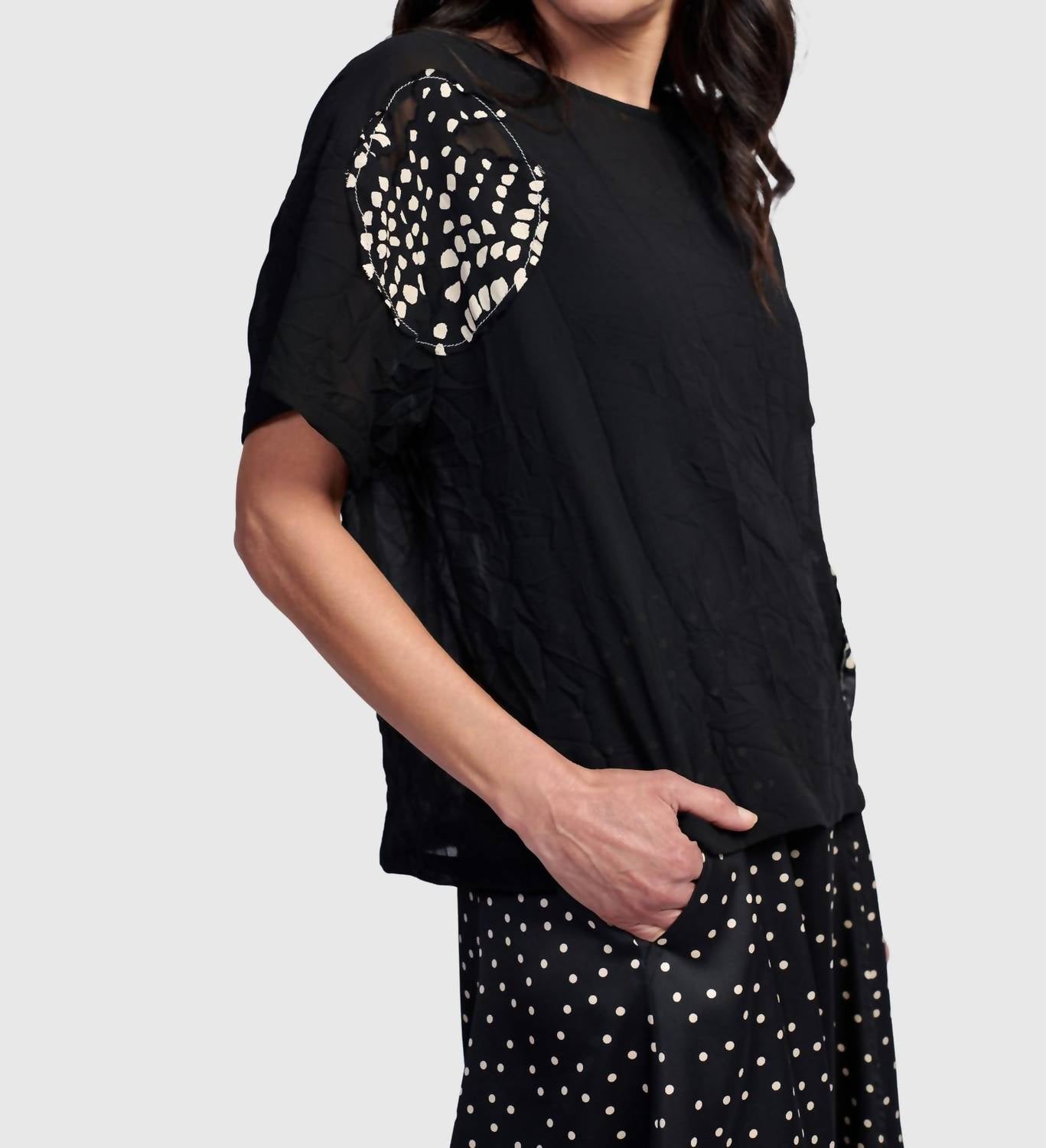 ALEMBIKA Halo Boxy Tee in galaxy - women's t-shirt - detail view