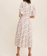 Listicle - Floral Ruffle Collar Midi Dress