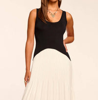 Ramy Brook Davinia Knit Combo Pleated Maxi Dress in ivory - women's dress - detail view