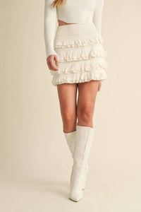 Mable - Lightweight Knit Ruffled Tiered Mini Skirt