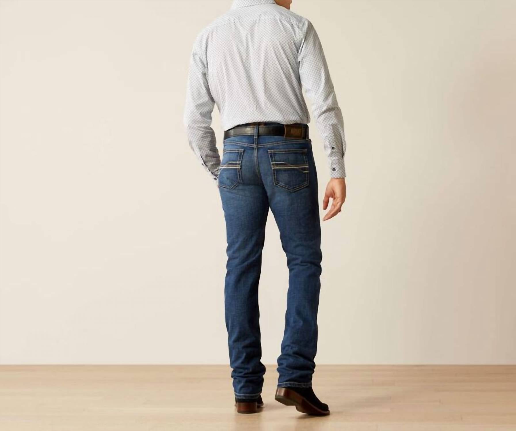 ARIAT M8 Modern Ashton Straight Leg Jeans in champ - men's jeans - detail view