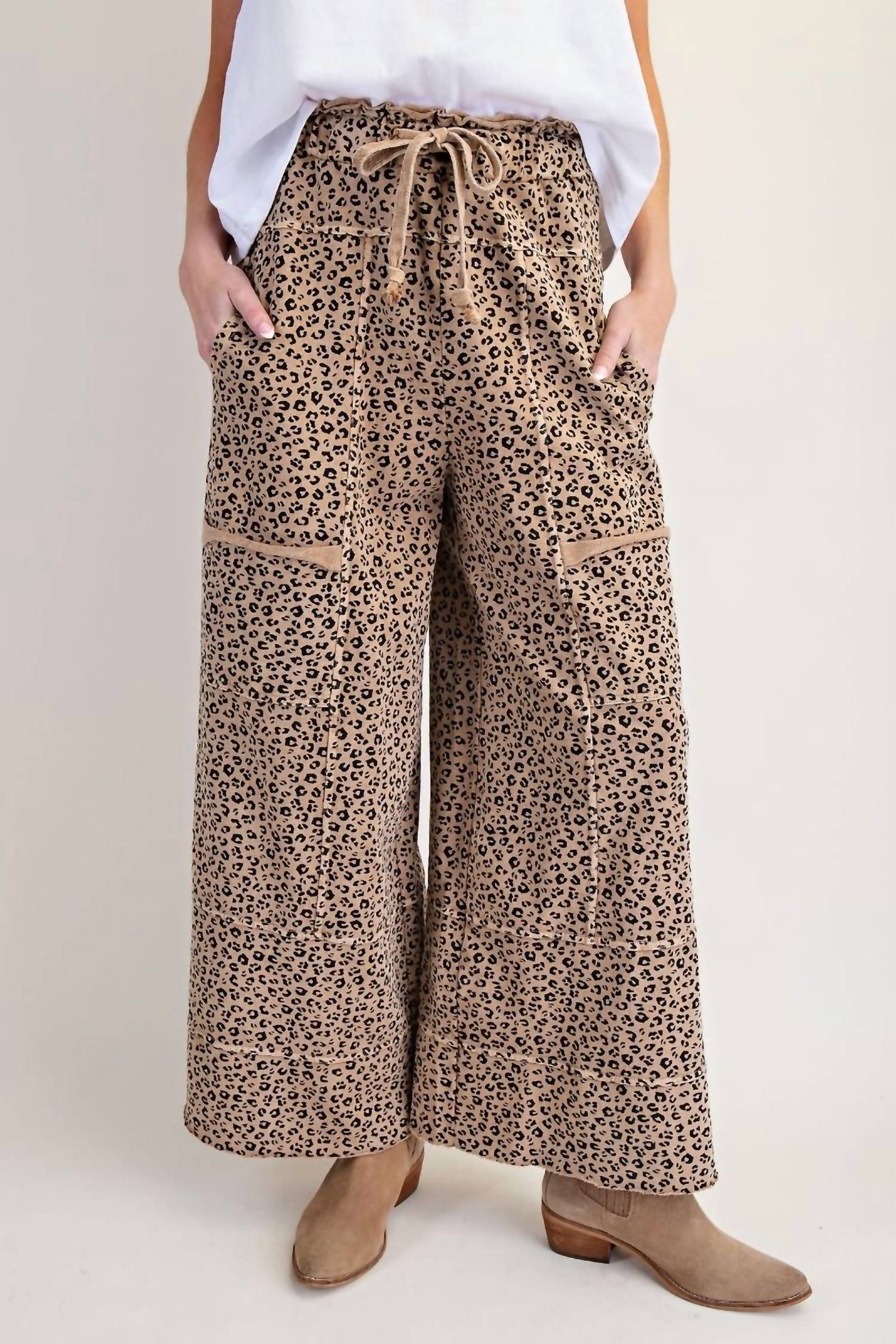 Easel - Women's Animal Mineral Washed Terry Knit Pants