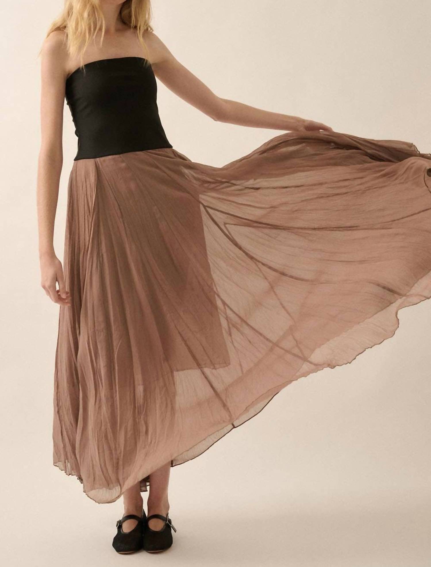 Promesa - Colorblock Strapless Textured Chiffon Maxi Dress