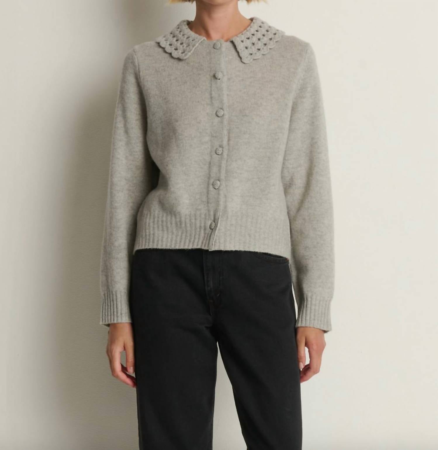 Nation LTD Addie Cardigan in grey - women's cardigan - alternate view