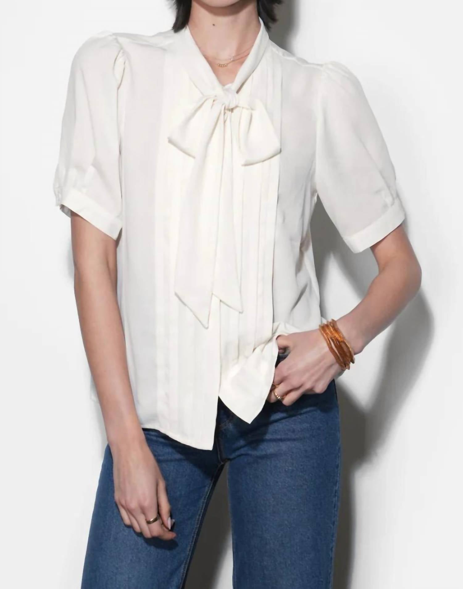 Greylin - Fatima Pleated Short Sleeve Blouse