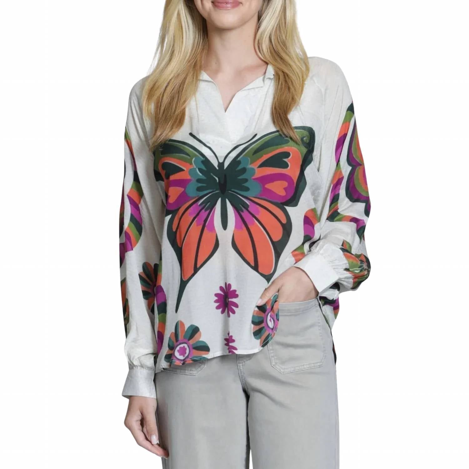 Apny - Half-plaket Pullover Blouse