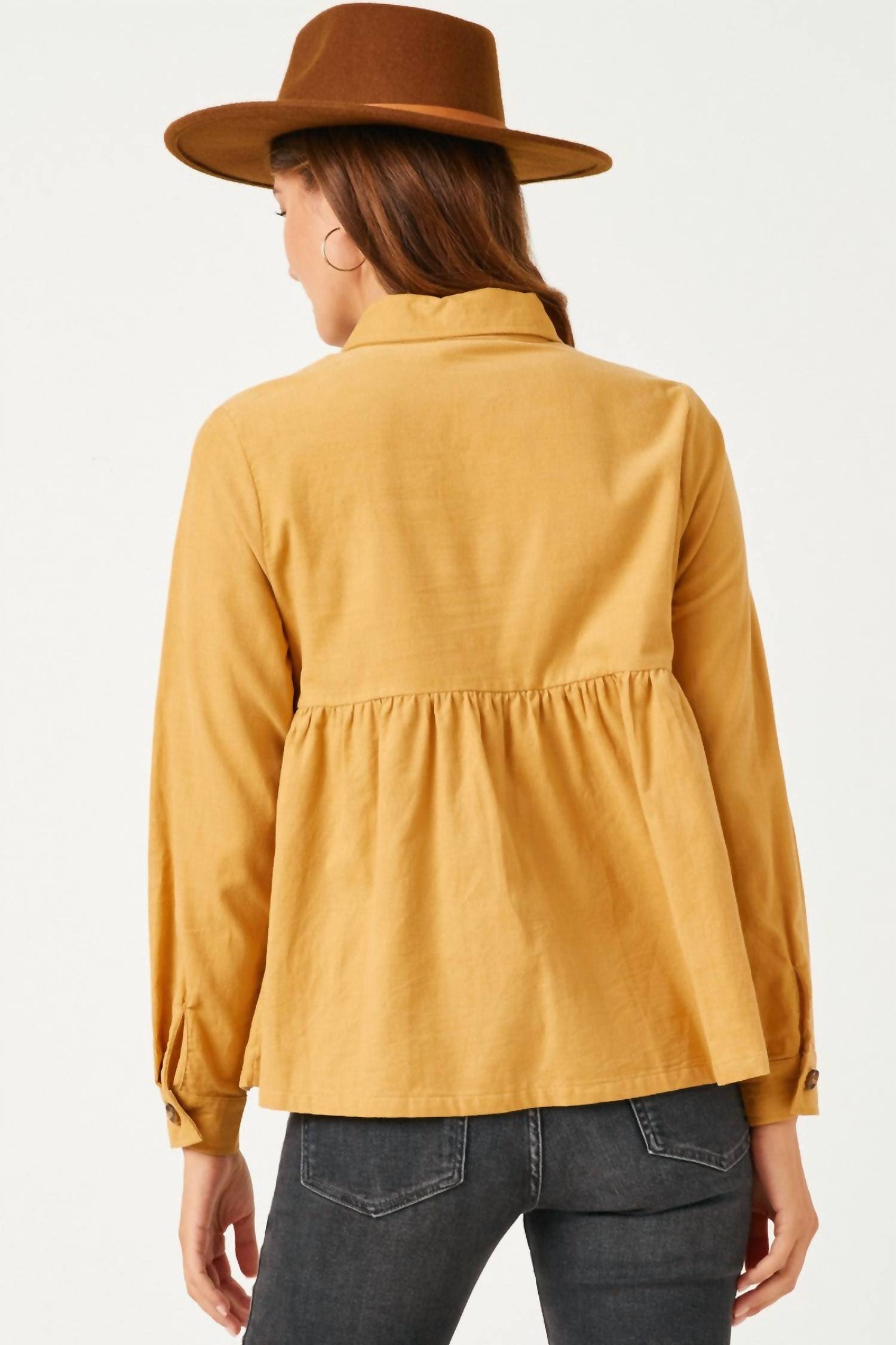 Hayden La - Corduroy Button Up Peplum Shirt