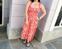 Les Amis - Floral Smocked Tank Top Midi Dress