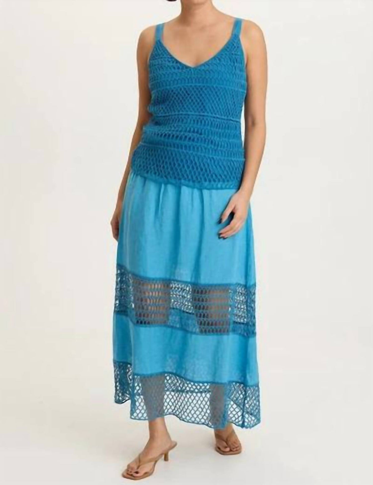 Xcvi - Fola Tiered Linen Crochet Skirt
