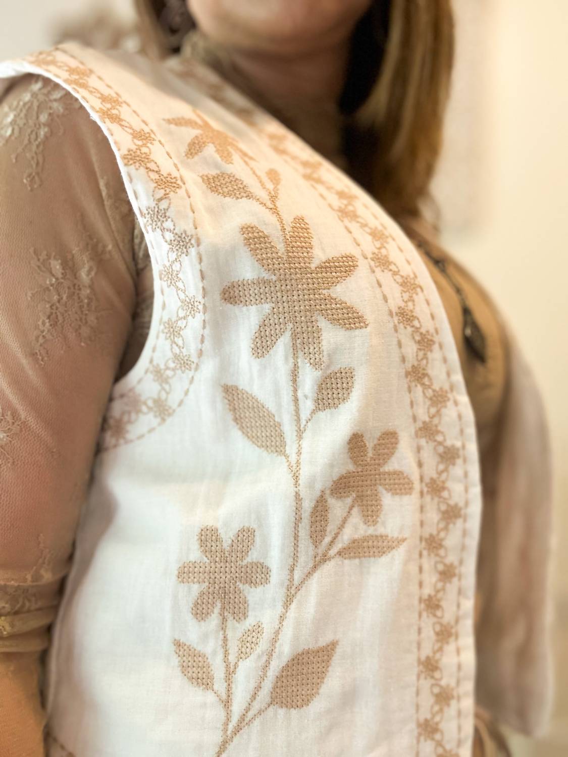 Mustard Seed - Embroidered Floral Open Front Vest