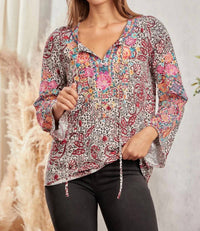 Andree By Unit - Embroidered With Tie Tassel Blouse