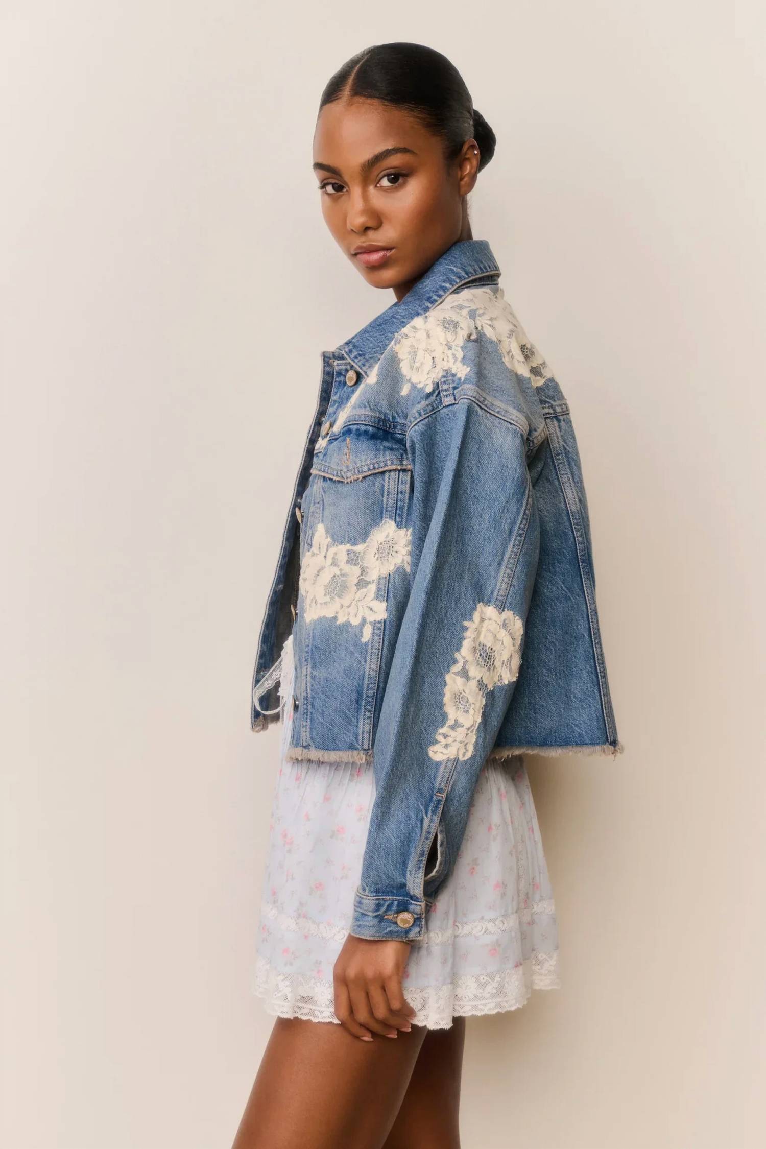 Loveshackfancy - Amana Lace Patchwork Denim Jacket