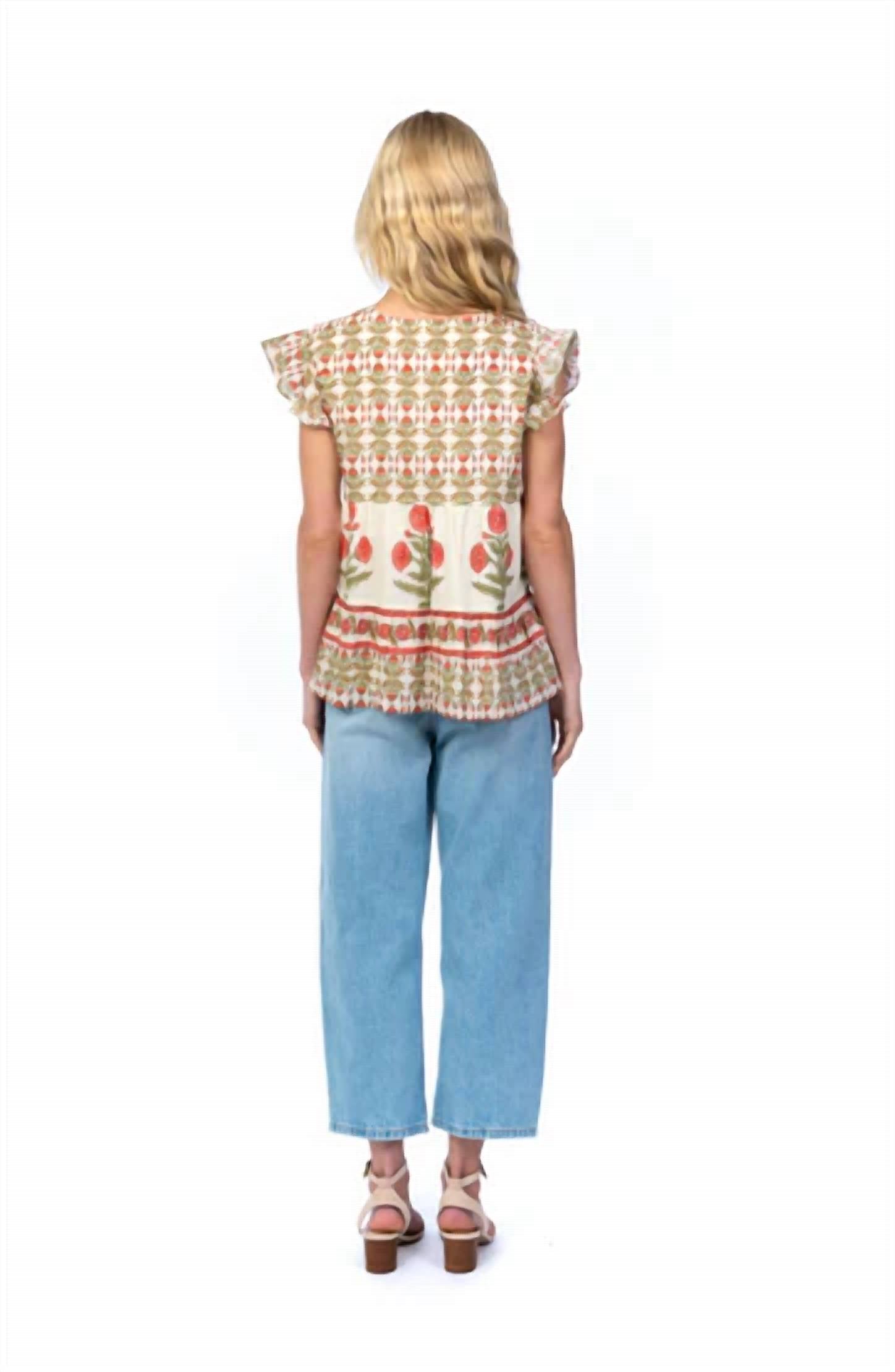 Tolani - Cal Flora Flutter Sleeve Top
