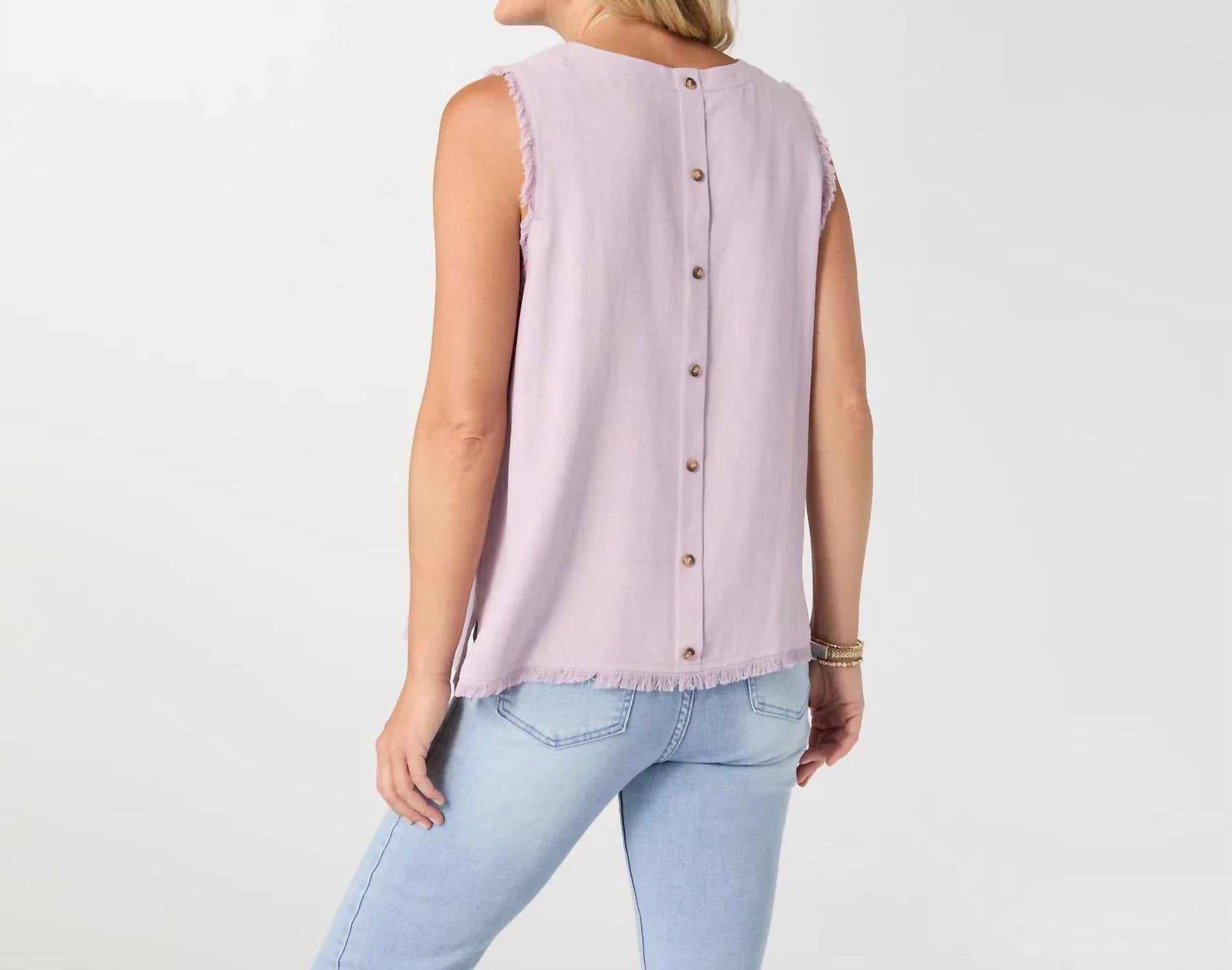 Coco + Carmen - Sloane Button Back Tank With Frayed Edge