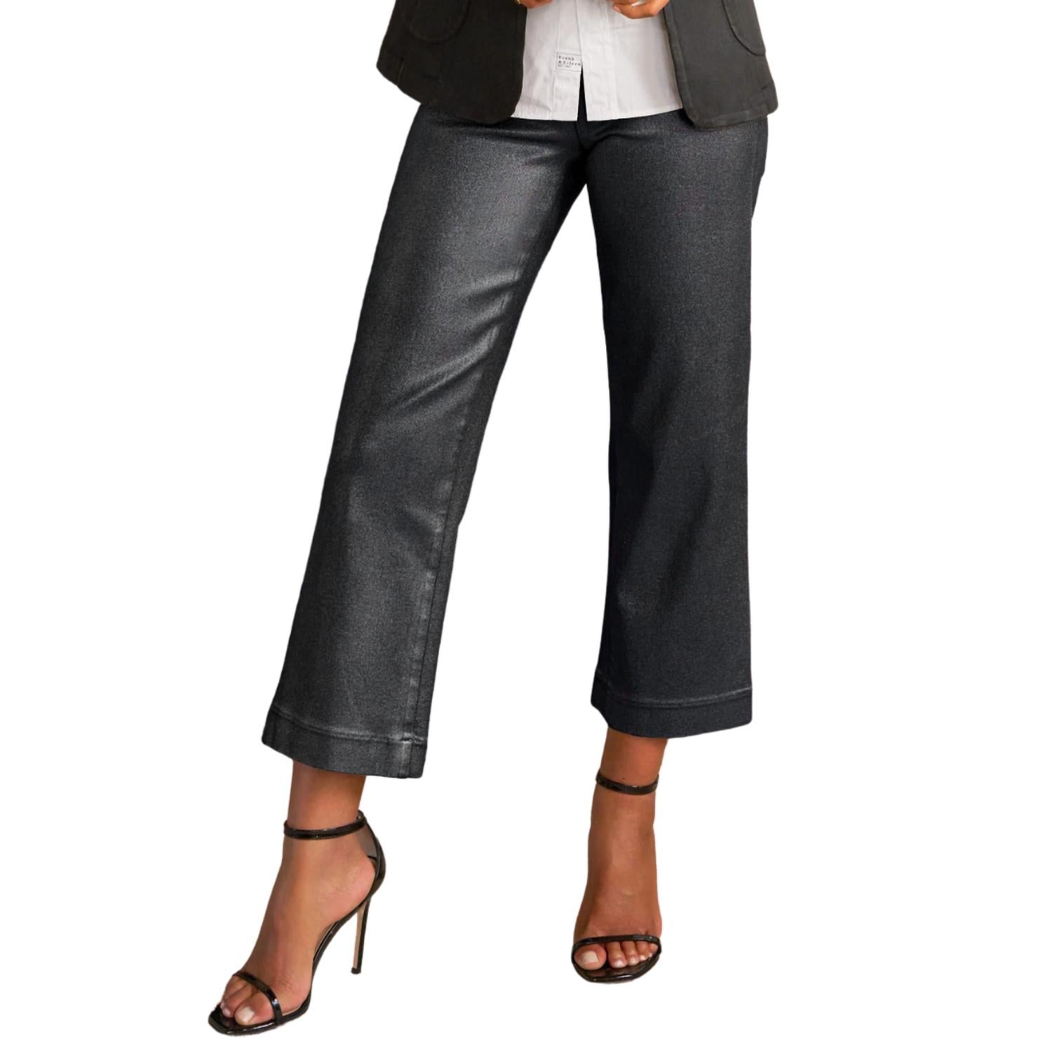 Frank & Eileen Westport Illusion Pant in platinum glitter - women's pants - detail view