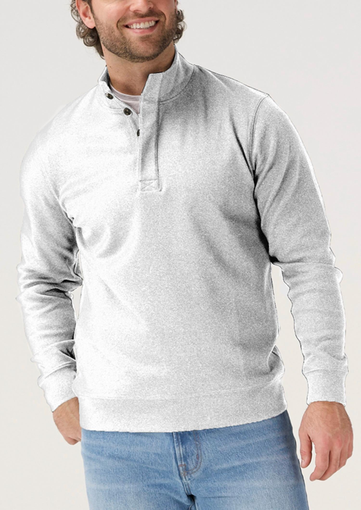 The Normal Brand Puremeso Everyday Button Pullover in stone - men's long sleeve top