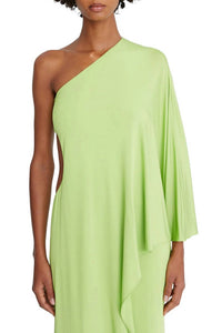 Halston Heritage - One Shoulder Column Cascade Jersey Gown