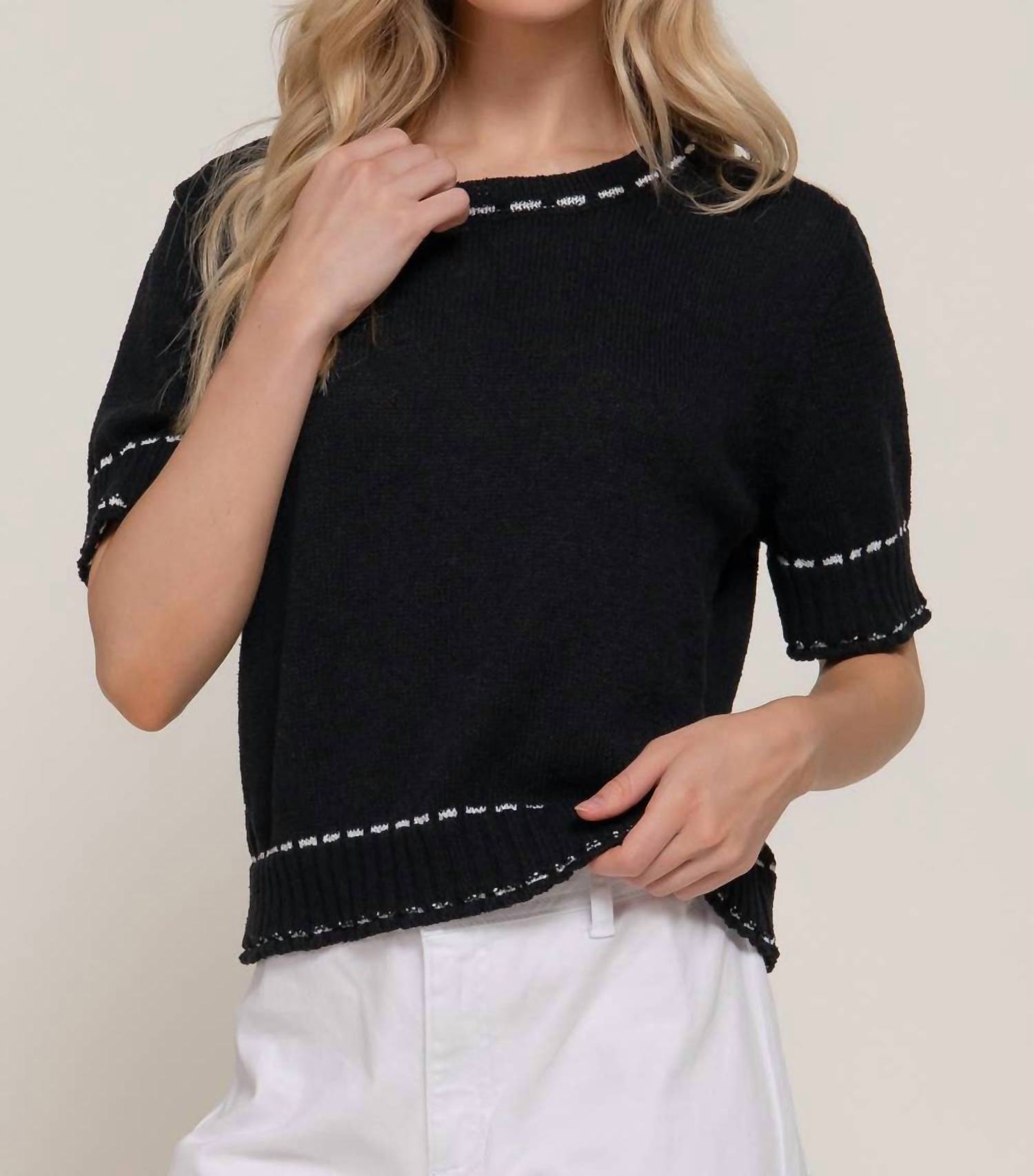 Active Basic - Short Sleeve Round Neck Sweater