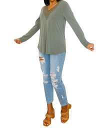 Emerald Collection - Lacey Long Sleeve V Neck