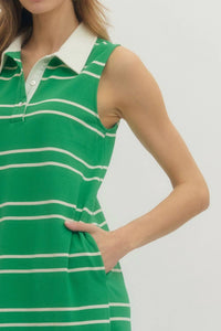 entro Polo Stripe Midi Dress in green - women's dress - view 4