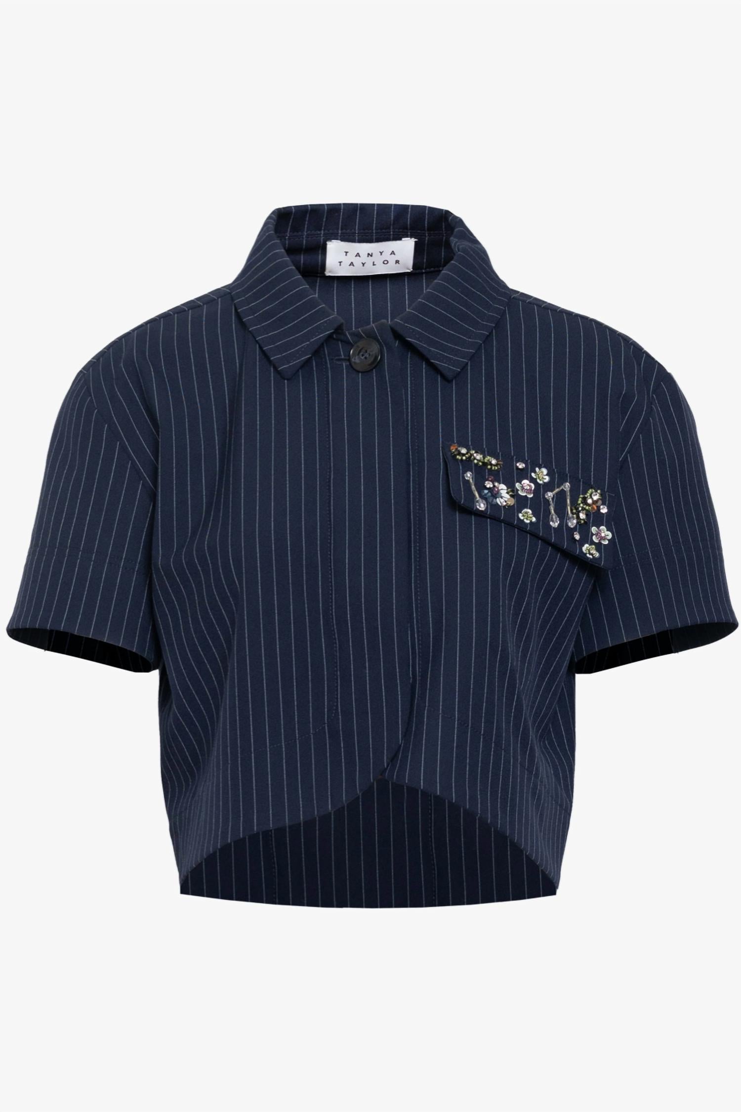 TANYA TAYLOR Evelyn Top in navy - women's blouse - view 5