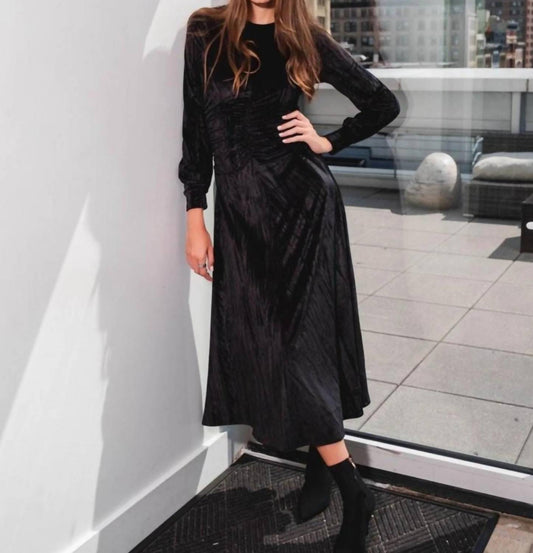 Luum - Ginette Long Sleeves Crushed Velvet Dress