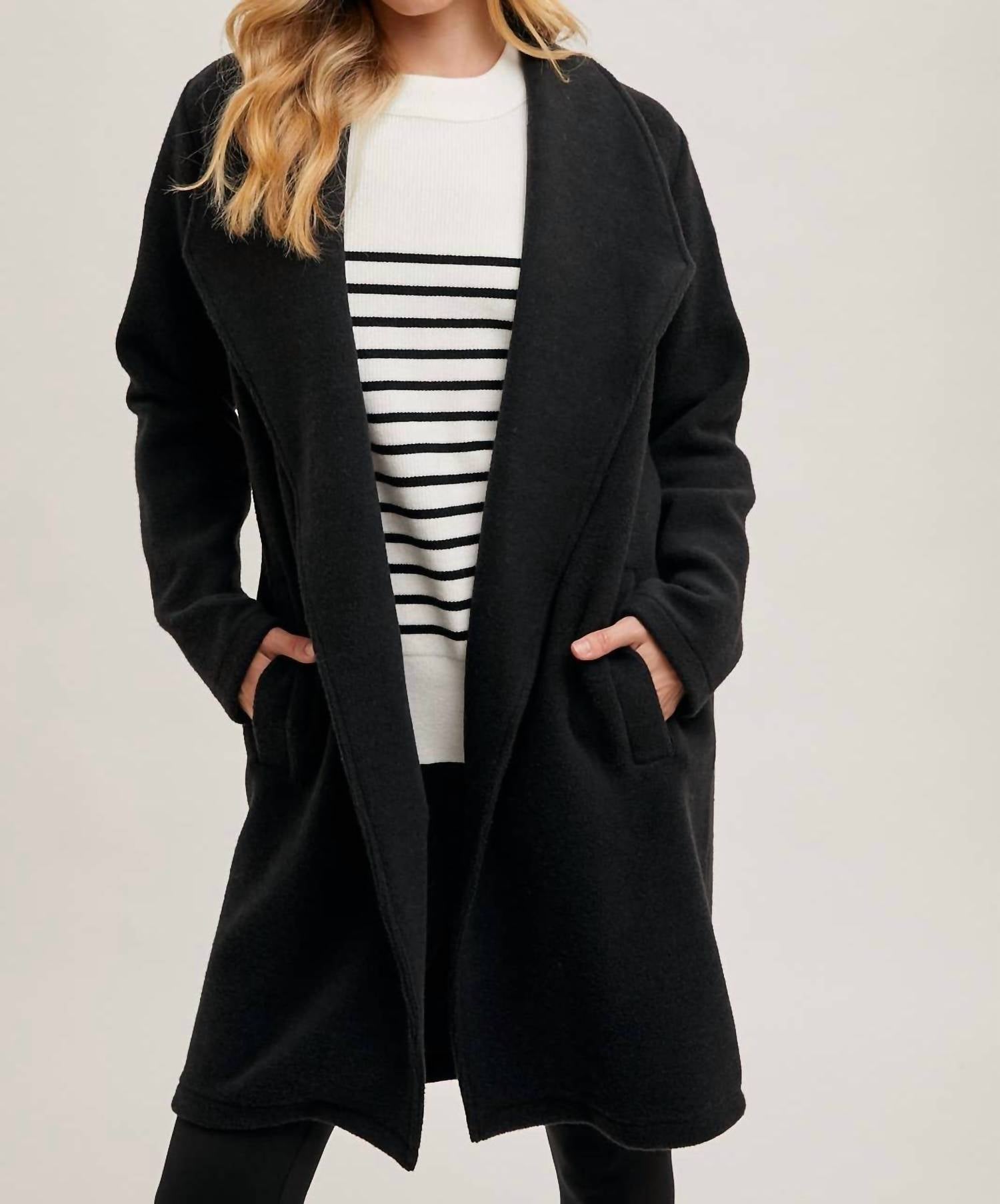 Bluivy - Longline Open Front Knit Coat