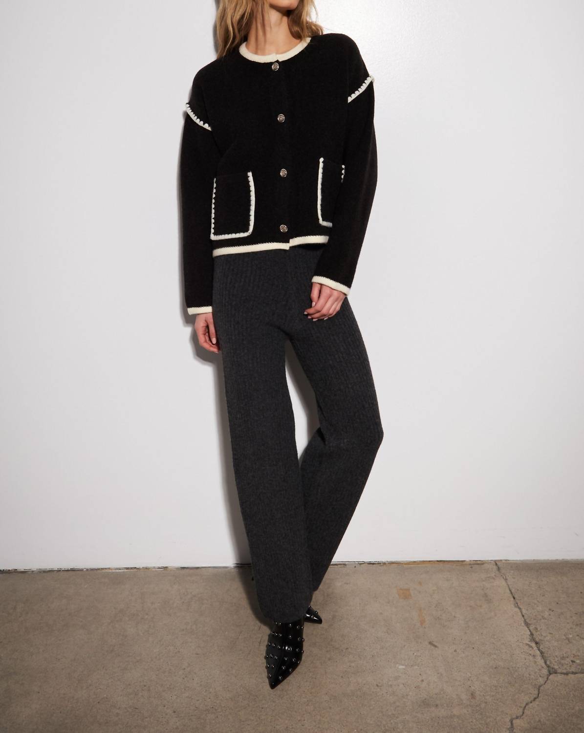 JOHN + JENN Rene Sweater in burnt ember - women's jacket - detail view