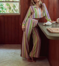 Kilo Brava Long Pj Set in painted stripe - women's intimate - alternate view