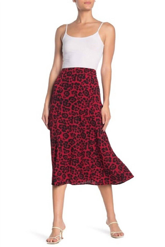 Abound - Animal Print Flare High Rise Crepe Midi Skirt