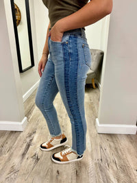 Judy Blue - Side Panel Detail With Frayed Hem Jeans