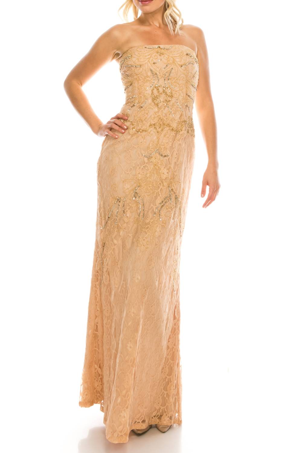 Adrianna Papell - Beaded and Sequin Strapless Dress