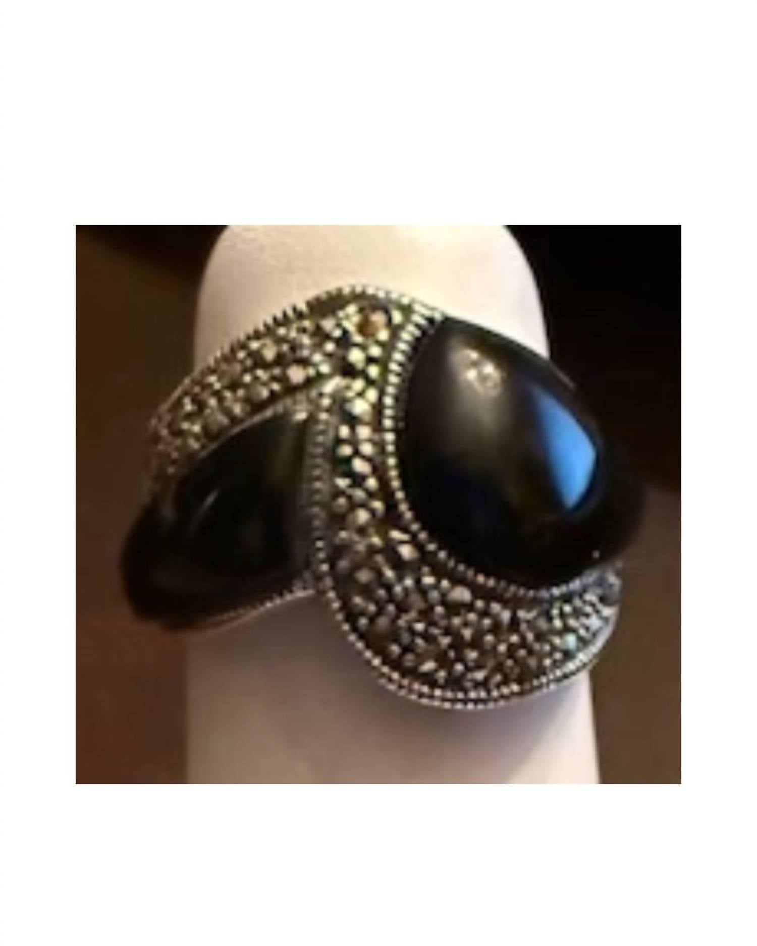 P & K Jewelry Women's Sterling Marcasite Swirl Ring in silver silver - women's jewelry - detail view