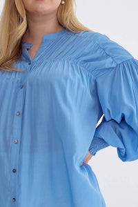 Entro - Sara Curve Pleated Detail Button Up Blouse