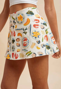 Anniewear - Mediterranean Food Motif Printed Skort